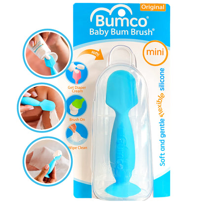 Bumco Diaper Cream Brush - Mini Baby Bum Brush with Travel Case, Baby Butt Paste Diaper Cream Spatula, Butt Paste Spatula for Baby Butt Cream, Mini Diaper Cream Applicator, Butt Spatula Baby, Blue