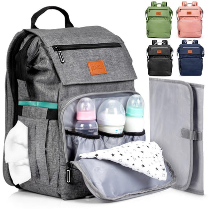 PILLANI Baby Diaper Bag Backpack - Baby Bag for Boys & Girls, Diaper Backpack - Large Travel Diaper Bags for Baby Girl w/Changing Pad - Baby Registry Search Newborn Essentials,Baby Shower Gifts Items
