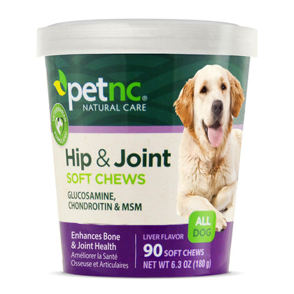 PetNC Natural Care Hip and Joint Soft Chews for Dogs, 90 Count,Liver,0.03 pounds