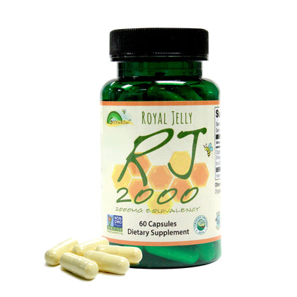 Greenbow Royal Jelly 2000mg Equivalency - Non GMO Made with Organic Royal Jelly - One of The Most Nutrition Packed - (60 Vegan Capsules)