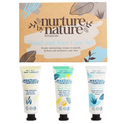 Nurture by Nature Hand and Foot Lotion Set, Shea Butter Hand Cream for Dry Hands with Aloe Vera & Vitamin E - Hand Lotion Travel Size, Moisturizing Hand Cream Set for Women