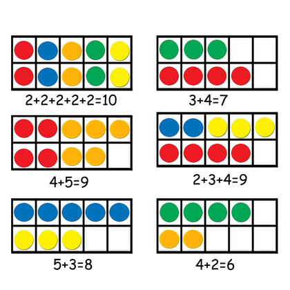 BAIVYLE Giant Magnetic Ten -Frame Set - 5 Ten Frames and 55 Magnetic Math Counters, Math Manipulatives Games for Kids, Classroom Toys for Kindergarten Learning Materials Homeschool Supplies