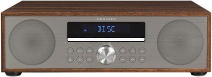 Crosley CR3501A-WA Fleetwood Bluetooth FM Clock Radio and CD Player, Walnut