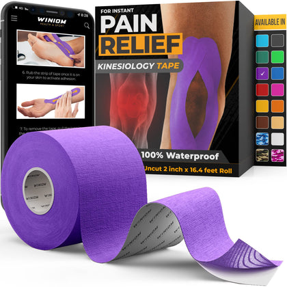 Kinesiology Tape-Incredible Support for Athletic Sports and Recovery+Free Taping Guide-Uncut 2 inch 16.4 feet Roll (Indigo Purple + Free Taping Guide, Pack of 1)