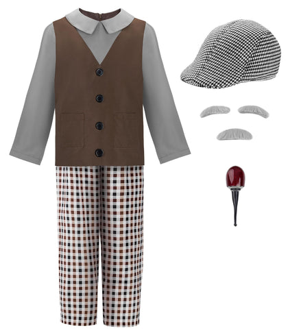 ReliBeauty Old Man Costume for Kids Grandpa Outfit Old Person for boys 100 Days of School with Old Person, 6-7/130