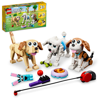 LEGO Creator 3 in 1 Adorable Dogs Building Toy Set 31137, Stocking Stuffer or Gift for Dog Lovers, Featuring Dachshund, Beagle, Pug, Poodle, Husky, or Labrador Figures for Kids Ages 7 and Up