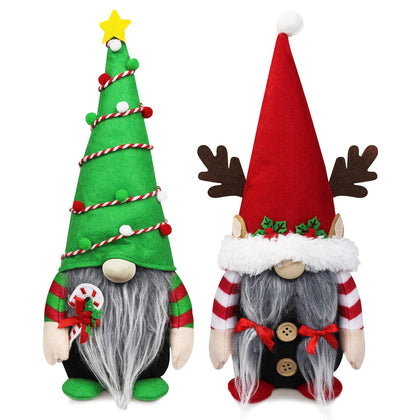 Christmas Gnomes Decorations - Mr and Mrs Xmas Gnome Plush, Handmade Scandinavian Tomte for Home Table Tiered Tray Holiday Decor Gifts