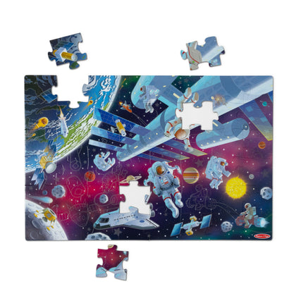 Melissa & Doug Outer Space Glow-in-The-Dark Cardboard Jigsaw Floor Puzzle - 48 Pieces, for Boys and Girls 3+ - FSC-Certified Materials
