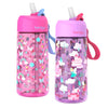 Bentgo® Kids Water Bottle 2-Pack - New, Improved 2023 Leak-Proof BPA-Free 15 oz Cups for Toddlers & Children Flip-Up Safe-Sip Straw School, Sports, Daycare, Camp (Rainbows Butterflies/Fairies)