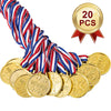Whaline 20 Pcs Gold Award Medals Winner with Ribbon Necklaces Award Medals for Kids School Meeting Sports Events Talent Show Spelling Bees Party Decor or Celebration Souvenir