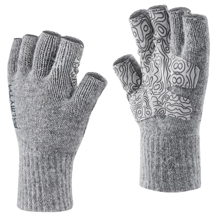 Palmyth Wool Fishing Gloves Fingerless Warm for Men and Women Cold Weather Fly Fishing, Ice Fishing, Photography and Hunting (Gray, S/M)