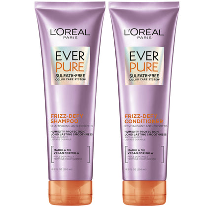 L'Oreal Paris EverPure Frizz Defy Shampoo and Conditioner Kit for Color-Treated Hair, 8.5 Ounce Each (Set of 2)