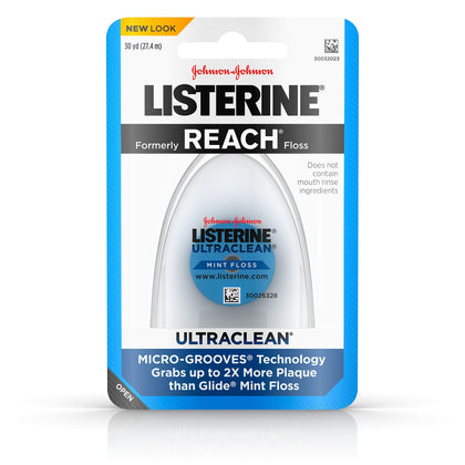 Listerine Ultraclean Dental Floss, Oral Care, Mint-Flavored, 30 Yards (Pack of 3)