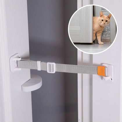 SVD.PET Cat Door Latch & Stopper: A Simpler Pet Gate Solution to Dog Proof Your Home & Keep Dogs and Kids Out of Litter Box & Cat Feeder. No Cut Cat Door Interior Door. (White)