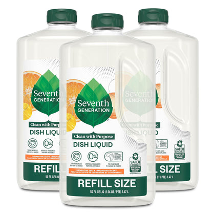 Seventh Generation Hand Dish Wash Refill, Lemongrass & Clementine, 3pk 50z