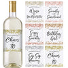 Printed Party 70th Birthday Wine Bottle Labels, Confetti, Set of 6