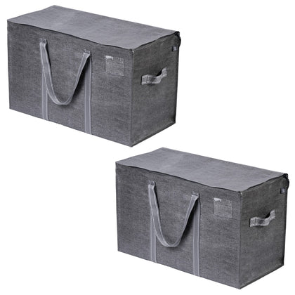 VENO 2 Pack Moving Bags, Moving Supplies, Moving Boxes, College Packing Storage Boxes with Lids Alternative, Heavy Duty Totes, Extra Large, Sturdy Handles, Zipper, for Packaging (Dark Gray, 2 Pack)