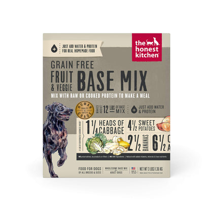 The Honest Kitchen Dehydrated Grain Free Fruit & Veggie Base Mix Dog Food (Just Add Protein), 3 lb Box