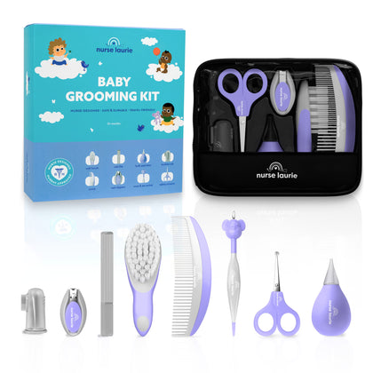 9-in-1 Baby Grooming Kit Newborn Girl & Boy: Complete Infant Care Basics w/First Aid, Bath, Cradle Cap, Hygiene, Hair, Nail, Safety & Healthcare First Essentials - Designed by a Pediatric Nurse & Mom