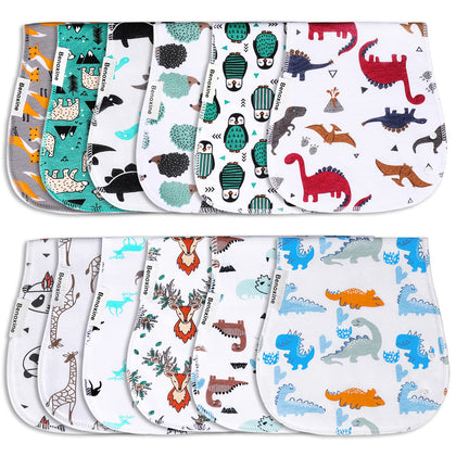 Baby Burp Cloths & Baby Bibs 2-in-1 Design Large Size 3-Layers Thicken 100% Cotton Super Absorbent and Soft Baby Spit Up Burping Rags Baby Burp Cloth Set for Boys 6 Pack