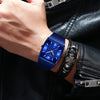 Men's Watches Business Fashion Top Brand Luxury Dress Casual Watch Mesh Strap Waterproof with Date Square Wristwatch (Blue)