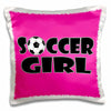3dRose pc_181850_1 Soccer Girl Black and Aqua Blue-Pillow Case, 16 by 16