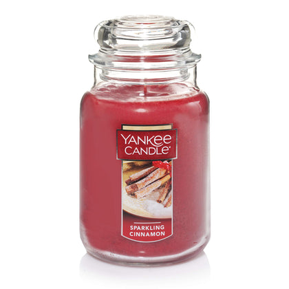 Yankee Candle Sparkling Cinnamon Scented, Classic 22oz Large Jar Single Wick Candle, Over 110 Hours of Burn Time, Christmas | Holiday Candle