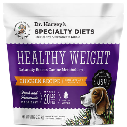 Dr. Harvey's Specialty Diet Healthy Weight Chicken Recipe, Human Grade Dehydrated Dog Food with Chicken (5 Pounds)