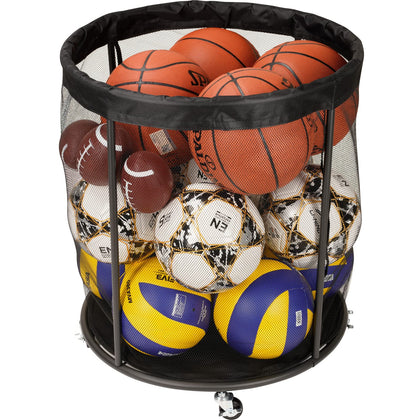 Kingarage Ball Storage Cart, Ball Storage Bin for Balls, Swimming Gear, Toy, 48 Gals Mesh Ball Holder, Basketball Rack with Wheels, Outdoor, Indoor