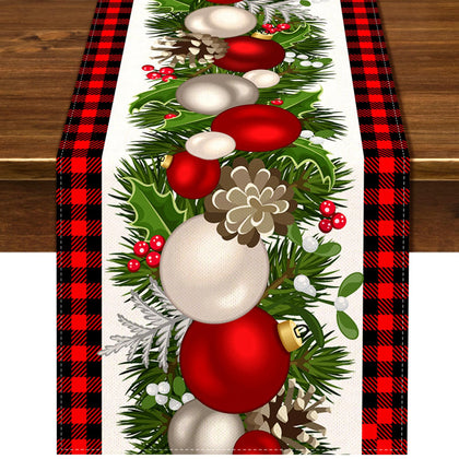 Nepnuser Black and Red Buffalo Check Plaid Christmas Table Runner 72 Inches Long Seasonal Winter Xmas Party Decoration Holiday Home Kitchen Dining Room Decor