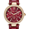 Michael Kors Womens Mini Parker Stainless Steel Multifunction Watch Quartz Leather fashion-watches, red MK6451