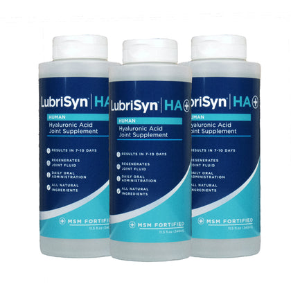 Lubrisyn HA with MSM - Proprietary Vegan Joint Relief Edible Supplement Made in USA for Humans - 3 Pack, 90 Day Supply of Liquid Hyaluronic Acid Formula for Healthy Joints