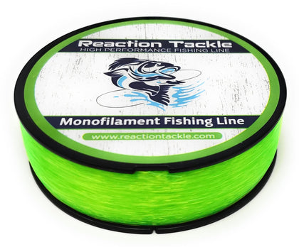Reaction Tackle Monofilament Fishing Line- Strong and Abrasion-Resistant Nylon Mono Fishing Line, Freshwater and Saltwater Fishing Line Hi Vis Green 12/1400
