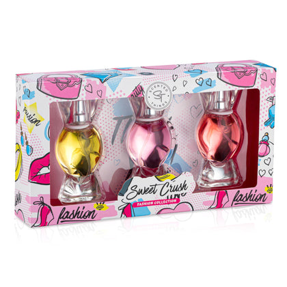 SCENTED THINGS Sweet Crush Body Spray Girl Perfume Set | Little Girls to Teen Girl Gifts, Girl Birthday Gift, Body Mist Perfume Set in Candy Shaped Perfume Bottles | Fashion Collection 3 Piece Set