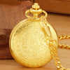 Realpoo Gold Large Decorative Flower Pattern Pocket Watch White Roman Numeral Scale Quartz Pocket Watches for Men with Chain