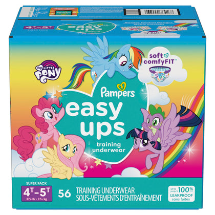 Pampers Easy Ups Girls & Boys Potty Training Pants - Size 4T-5T, 56 Count, My Little Pony Training Underwear