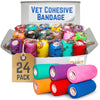 4 Inch Vet Cohesive Bandage Wrap Tape Bulk (Assorted Colors) (Pack of 24) Self Adhesive Adherent Adhering Flex Bandage Grip Roll for Dog Cat Pet Horse