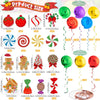 Candy Gingerbread Christmas Decorations - 36pcs Glitter Gingerbread House Candy Christmas Balls Hanging Swirls for Candyland Christmas Party Decor Supplies