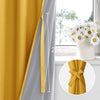 XWZO 100% Blackout Curtains 45 Inches Long with Tiebacks- Soundproof & Energy Efficiency Window Draperies Grommet Top with Black Liner for Bedroom/Living Room, Mustard Yellow, W42 x L45, Set of 2