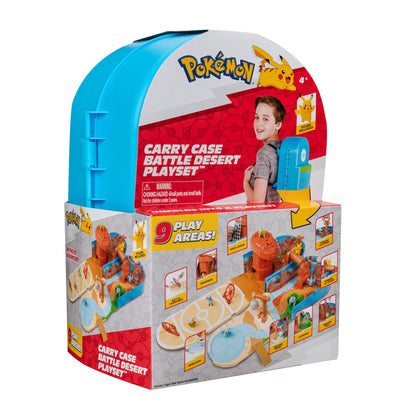 Pokemon Carry CASE Battle Desert PLAYSET - Portable Transforming Playset with Action Features and 2-inch Pikachu Battle Figure