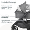 UPPAbaby Vista V2 Stroller / Convertible Single-To-Double System / Bassinet, Toddler Seat, Bug Shield, Rain Shield, and Storage Bag Included/Anthony (White+Grey Chenille/Carbon Frame/Chestnut Leather)