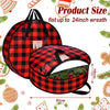 Sadnyy 4 Pieces Christmas Wreath Storage Bag Round Buffalo Plaid Wreaths Storage Container Large Zippered Wreaths Holder Container with Handles for Xmas Holiday Party (Black and Red, 24 Inch)