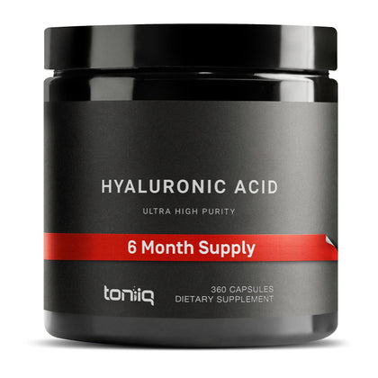 Toniiq Ultra High Purity Hyaluronic Acid Supplements - 95%+ Highly Purified and Bioavailable - 275mg Formula - Non-GMO Fermentation - Hyaluronic Acid with Vitamin C - 360 Veggie Caps