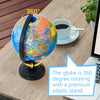 6'' Geographic World Globe for Kids,Educational World Globe with Stand,Decorative Rotating World Map Globes Decor,Political Globe for Classroom Geography Teaching,Kids Room