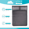 DREAMCARE King Size Sheets Set - Cooling Bed Sheets - 4pcs Set - King Sheets - Soft & Long Lasting 100% Fine Brushed Polyester with Side Pocket - Gray