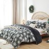 JANZAA Christmas Bedding Duvet Cover Queen Dark Grey Duvet Cover Queen with White Snowflake Stereoscopic 3 Pieces with Zipper Closure 4 Ties Velvet and Soft