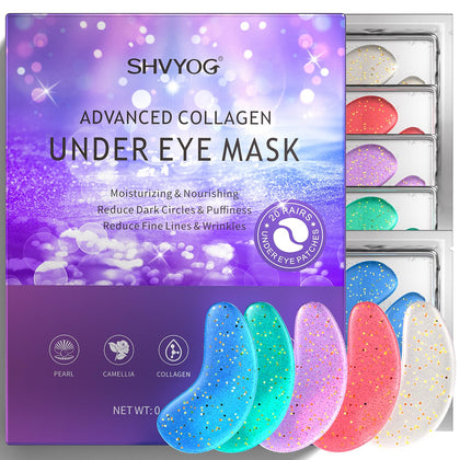 SHVYOG Under Eye Patches, Under Eye Mask for Dark Circles and Puffiness, Eye Gel Pads for Puffy Eyes, Anti Aging Eye Bags Treatment for Women, Pearl, Green Tea, Camellia, Marine Collagen, Lavender