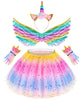 STOPKLAS Little Girls Dress Up Costume Set, Fairy and Mermaid Princess Dress up Trunk with Accessories 19pcs Unicorn Girls Pretend Play Costume for Girls 3-6