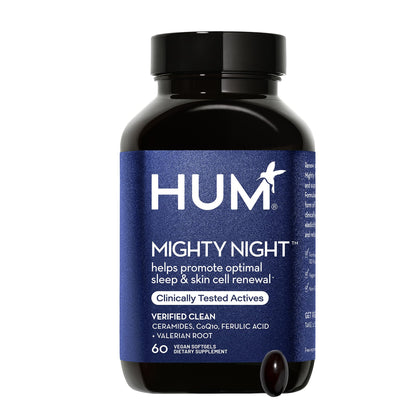 HUM Mighty Night - Nighttime Supplement for Skin + CoQ10 & Ferulic Acid to Promote Skin Cell Turnover - Overnight Beauty Vitamins for Women (60 Softgels)