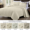 Chezmoi Collection Austin 3-Piece Oversized Bedspread Coverlet Set (Queen, Ivory)